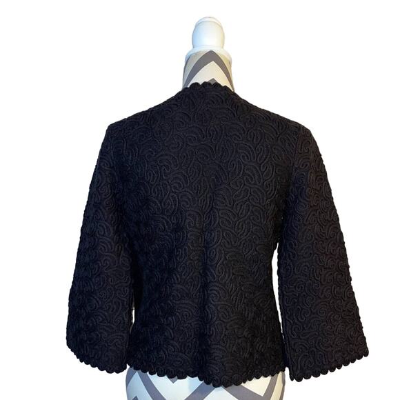 Nine West Vintage Knit Bolero Jacket Wool Blend Black Scalloped Detail Medium - Picture 3 of 7